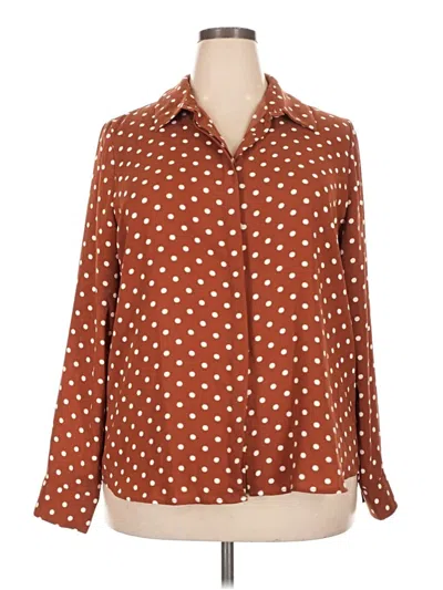 Pre-owned Halogen Long Sleeve Blouse In Brown