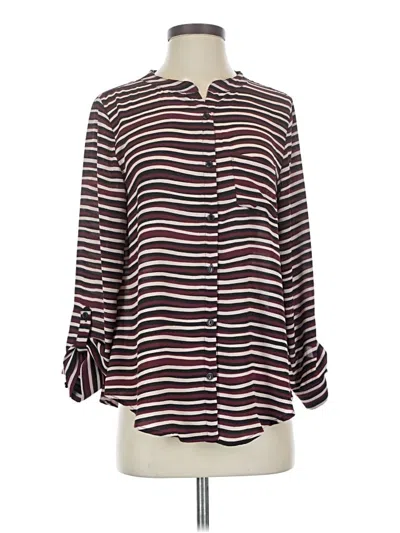 Pre-owned Halogen Long Sleeve Blouse In Burgundy
