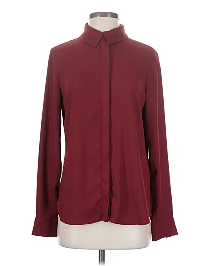 Pre-owned Halogen Long Sleeve Blouse In Burgundy