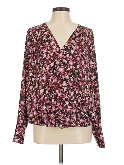 Pre-owned Halogen Long Sleeve Blouse In Burgundy