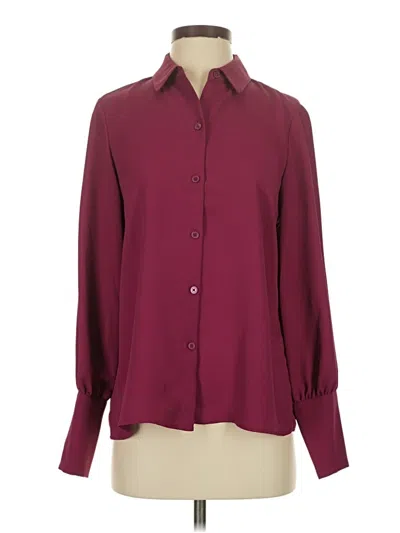 Pre-owned Halogen Long Sleeve Blouse In Burgundy