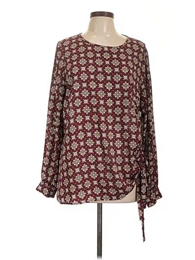 Pre-owned Halogen Long Sleeve Blouse In Burgundy