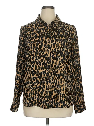 Pre-owned Halogen Long Sleeve Blouse In Gold