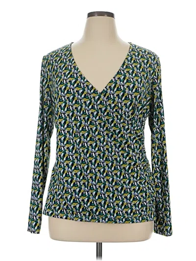 Pre-owned Halogen Long Sleeve Blouse In Green