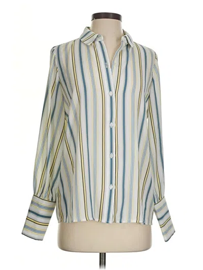 Pre-owned Halogen Long Sleeve Blouse In Ivory