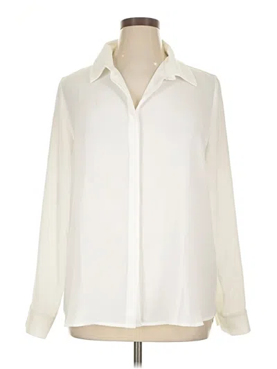 Pre-owned Halogen Long Sleeve Blouse In Ivory