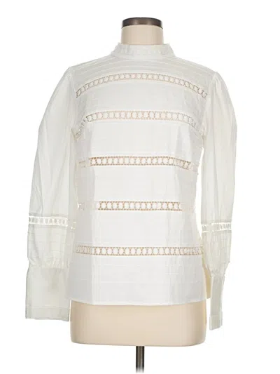 Pre-owned Halogen Long Sleeve Blouse In Ivory