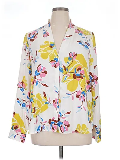 Pre-owned Halogen Long Sleeve Blouse In Ivory