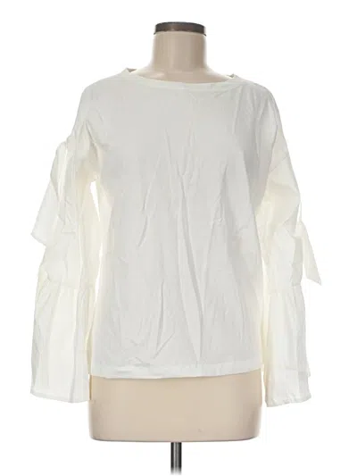 Pre-owned Halogen Long Sleeve Blouse In Ivory