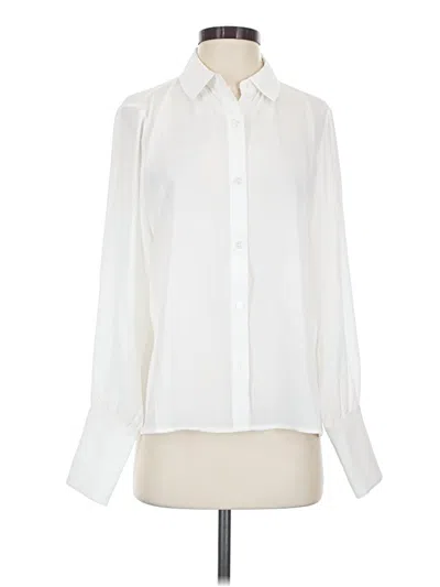 Pre-owned Halogen Long Sleeve Blouse In Ivory