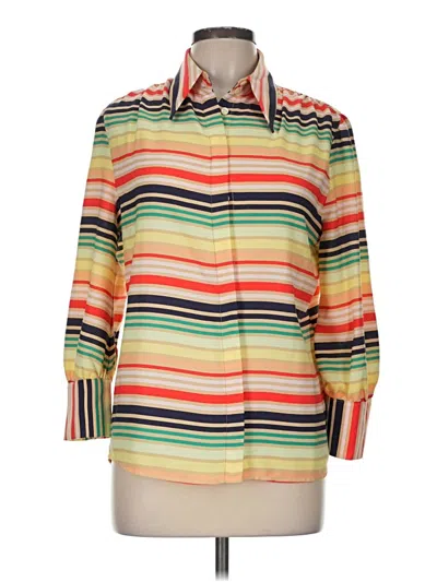 Pre-owned Halogen Long Sleeve Blouse In Orange