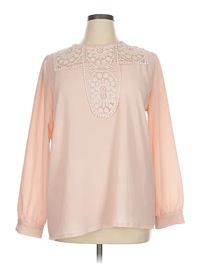 Pre-owned Halogen Long Sleeve Blouse In Pink