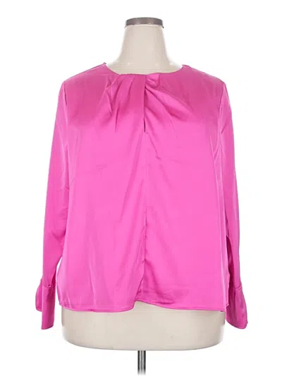 Pre-owned Halogen Long Sleeve Blouse In Pink