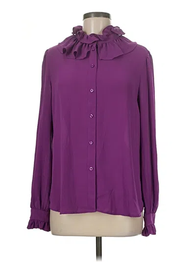 Pre-owned Halogen Long Sleeve Blouse In Purple