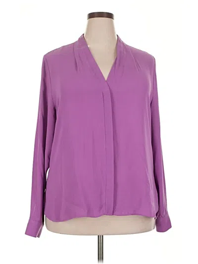 Pre-owned Halogen Long Sleeve Blouse In Purple