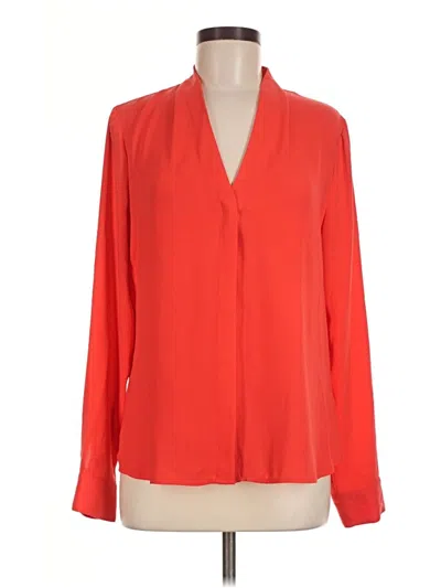 Pre-owned Halogen Long Sleeve Blouse In Red