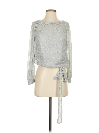 Pre-owned Halogen Long Sleeve Blouse In Silver