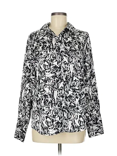 Pre-owned Halogen Long Sleeve Blouse In Silver