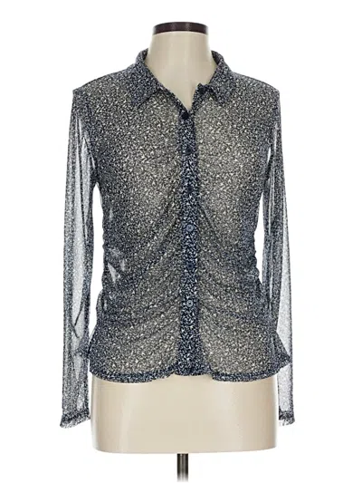 Pre-owned Halogen Long Sleeve Blouse In Silver