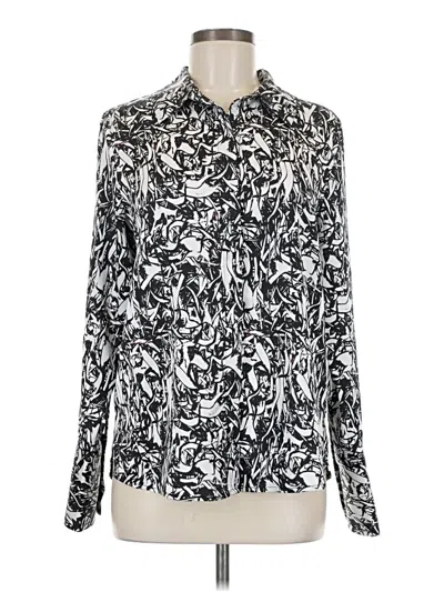 Pre-owned Halogen Long Sleeve Blouse In Silver