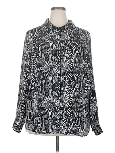 Pre-owned Halogen Long Sleeve Blouse In Silver