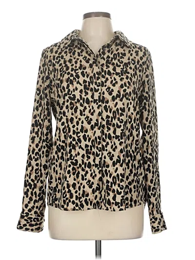 Pre-owned Halogen Long Sleeve Blouse In Tan