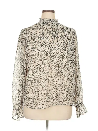 Pre-owned Halogen Long Sleeve Blouse In White