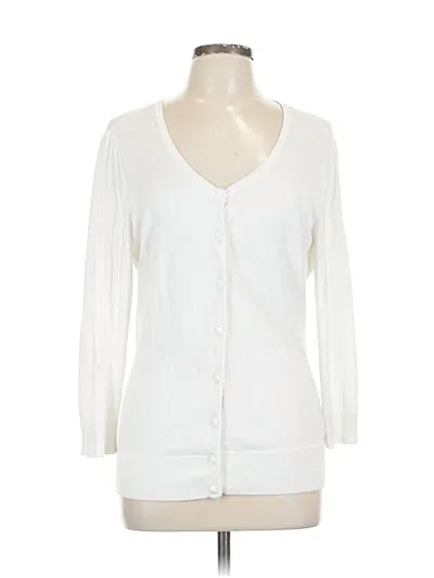 Pre-owned Halogen Long Sleeve Blouse In White