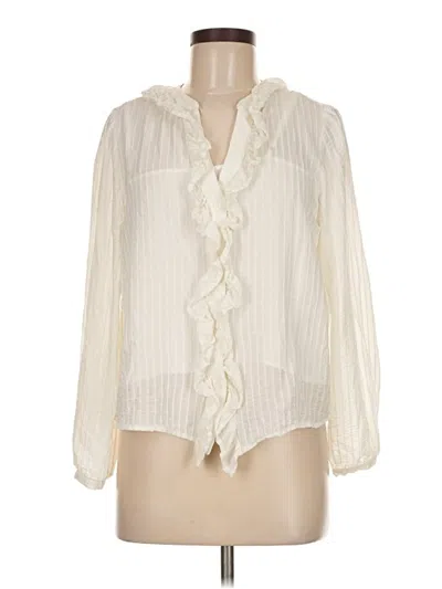 Pre-owned Halogen Long Sleeve Blouse In White
