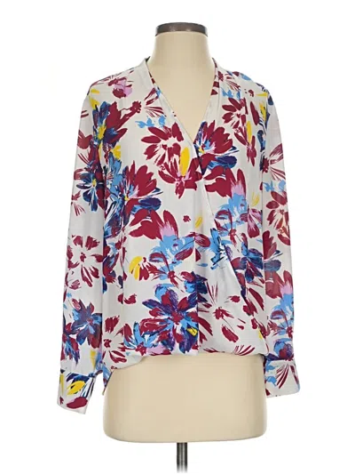 Pre-owned Halogen Long Sleeve Blouse In White