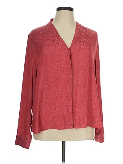 Pre-owned Halogen Long Sleeve Polo Shirt In Red