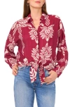 Halogen ® Long Sleeve Tie Hem Button-up Shirt In Red