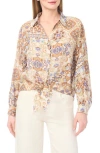 Halogen ® Long Sleeve Tie Hem Button-up Shirt In Multi