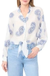 Halogen ® Long Sleeve Tie Hem Button-up Shirt In Blue