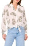 Halogen ® Long Sleeve Tie Hem Button-up Shirt In Clover Print