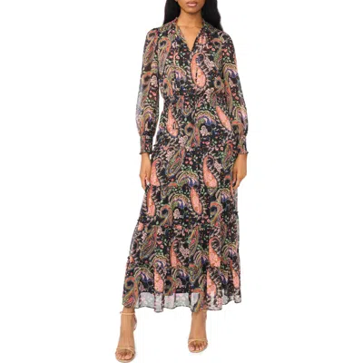 Halogen ® Long Sleeve Tiered Maxi Dress In Pink Multi