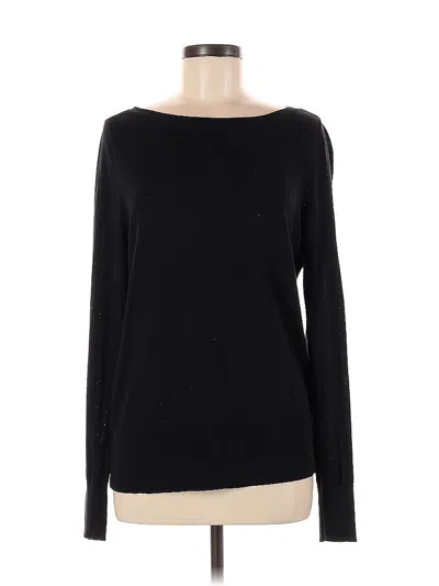 Pre-owned Halogen Long Sleeve Top Black Boatneck Tops