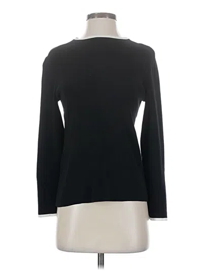 Pre-owned Halogen Long Sleeve Top Black Boatneck Tops