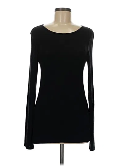 Pre-owned Halogen Long Sleeve Top Black Boatneck Tops