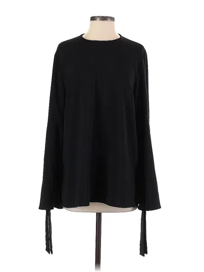 Pre-owned Halogen Long Sleeve Top Black Boatneck Tops