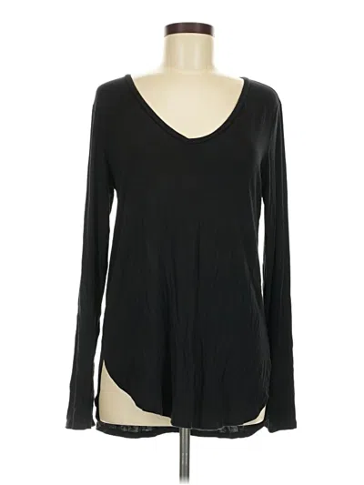 Pre-owned Halogen Long Sleeve Top Black Plunge Neckline Tops