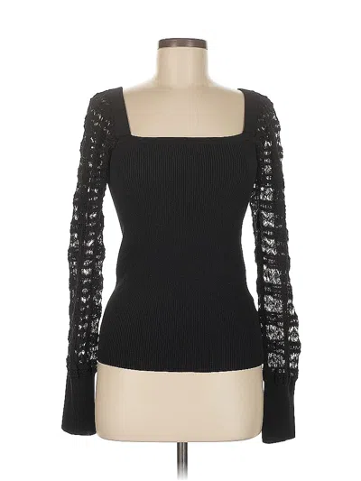 Pre-owned Halogen Long Sleeve Top Black Sweetheart Neckline Tops