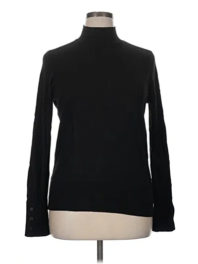 Pre-owned Halogen Long Sleeve Top Black Turtleneck Tops