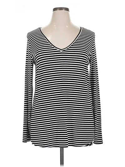 Pre-owned Halogen Long Sleeve Top Black V-neck Tops