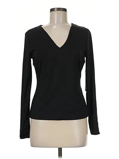 Pre-owned Halogen Long Sleeve Top Black V-neck Tops