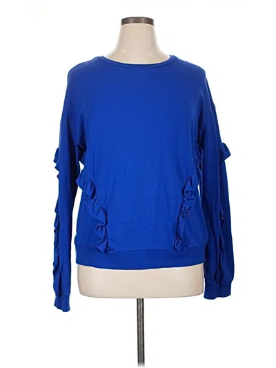 Pre-owned Halogen Long Sleeve Top Blue Boatneck Tops