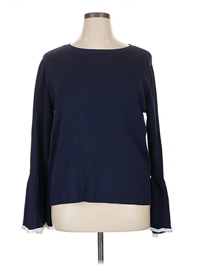 Pre-owned Halogen Long Sleeve Top Blue Boatneck Tops