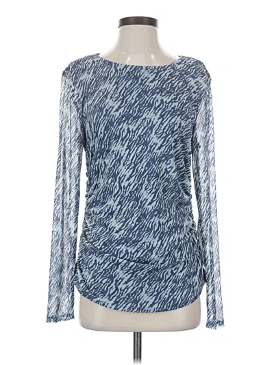 Pre-owned Halogen Long Sleeve Top Blue Boatneck Tops