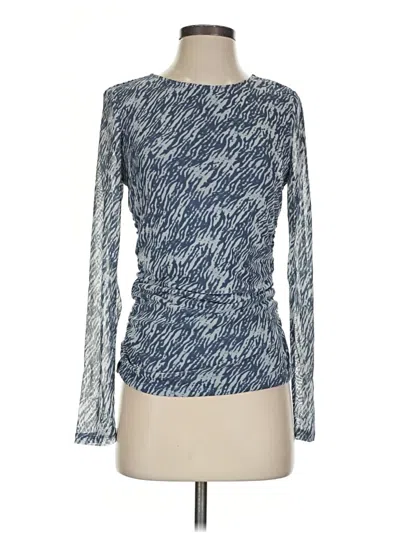 Pre-owned Halogen Long Sleeve Top Blue Boatneck Tops