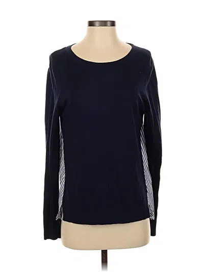 Pre-owned Halogen Long Sleeve Top Blue Crew Neck Tops